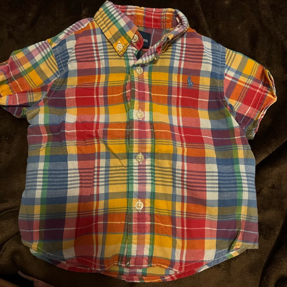 Ralph Lauren 12 month Red and Yellow Plaid Button Up Shirt